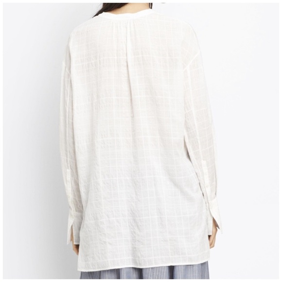 Vince white windowpane shadow plaid long sleeve oversized tunic blouse medium - Picture 3 of 10